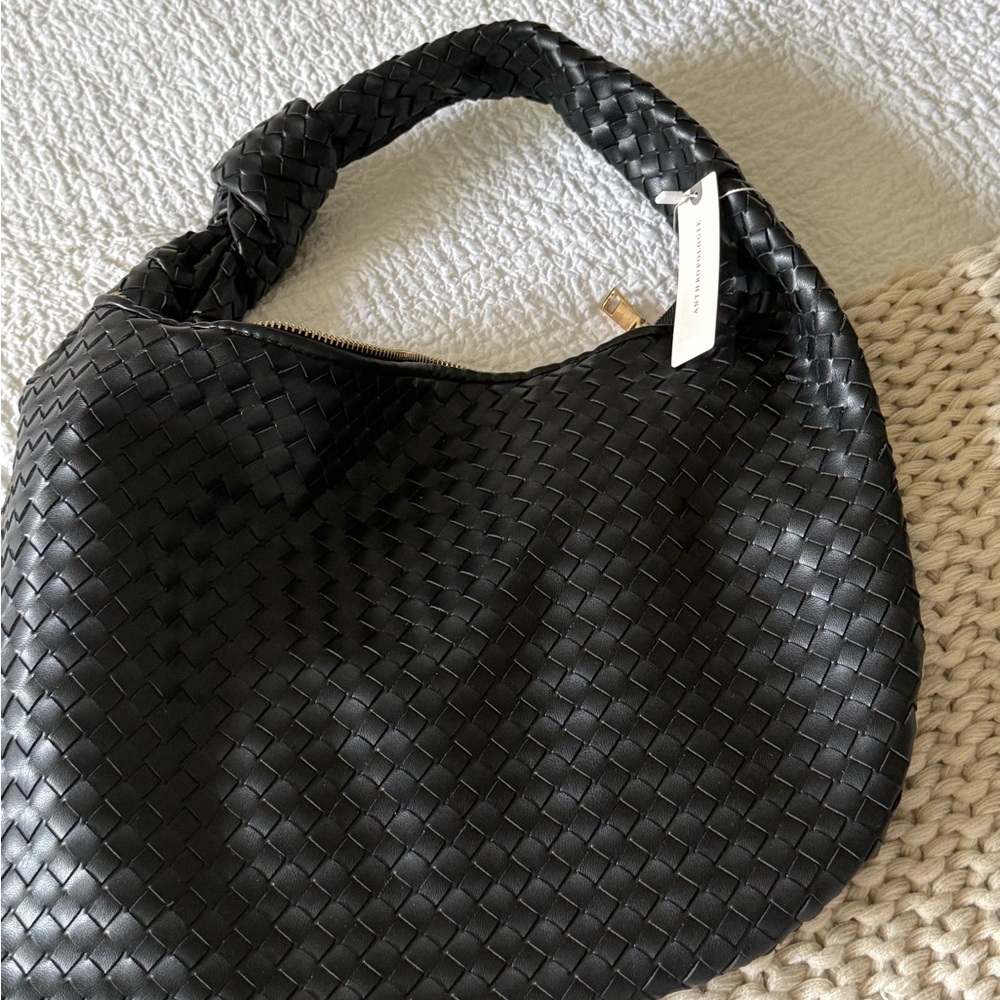 Anthropologie Elegant Black Woven Handbag